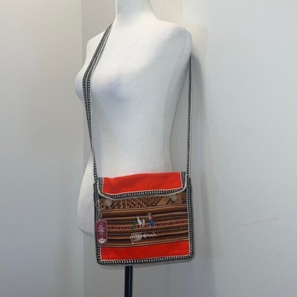 PERUVIAN Embroidered CrOne Sizesbody Bag  With Key Ring - Picture 2 of 8